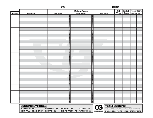 CalGrappler Wrestling Stat Sheet